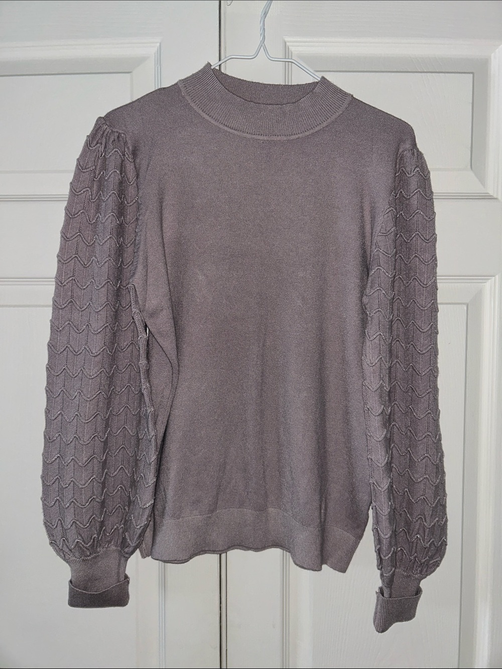 Vila Milano Textured Puff-Sleeve Soft Sweater - Lavender